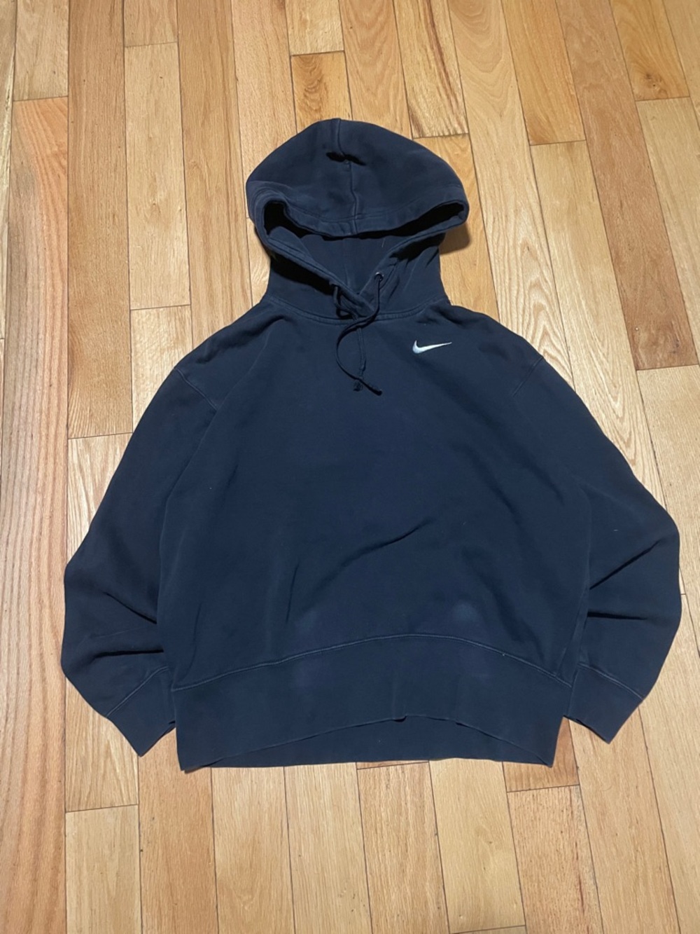 Nike Men's Black Pullover Hoodie with White Swoosh